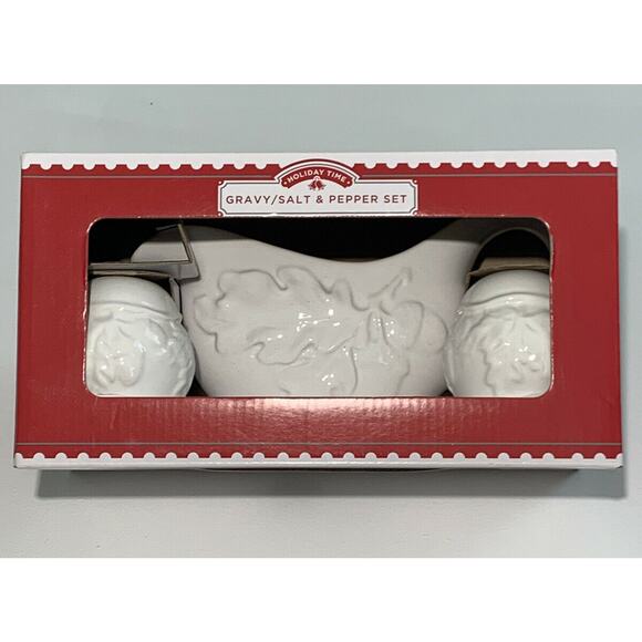 Holiday Time Gravy Salt  Pepper Serving Set Thanksgiving Christmas Holiday NEW - Picture 7 of 7
